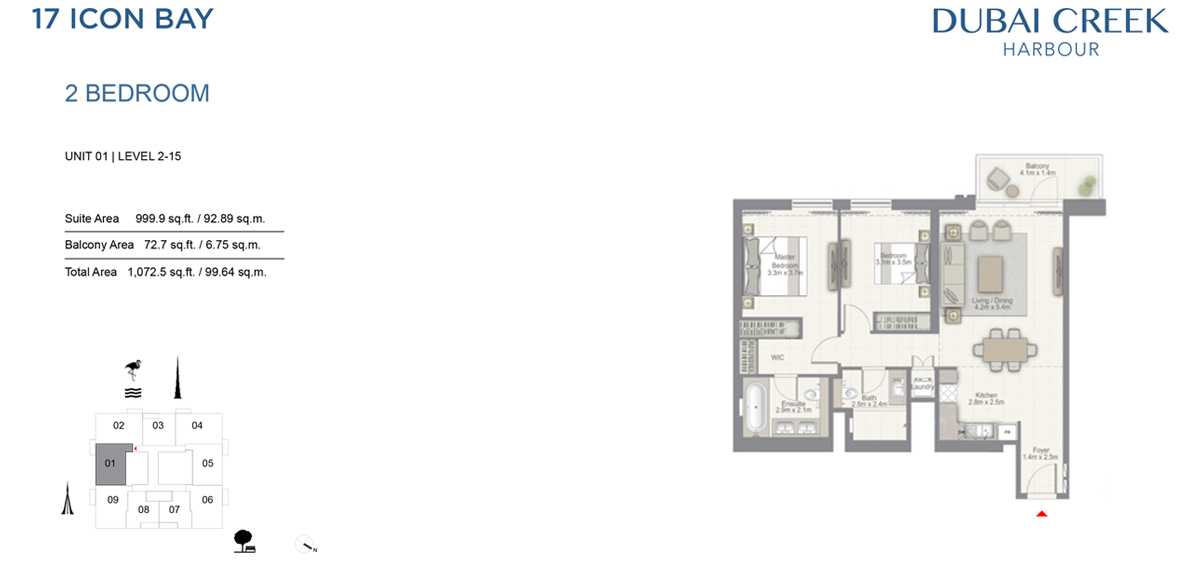 2 BR, Unit 1, Level 2-15- 17 Icon Building 1